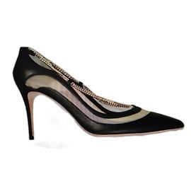 Aquazzura Leder Pumps mit Ketten-Detail Schwarz