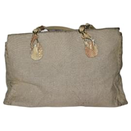 Ermanno Scervino Umhängetasche Beige aus Leinwand und Python