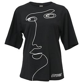 Camiseta Moschino con cara bordada de algodón negro