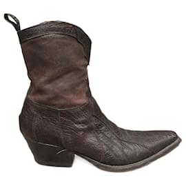 Sartore Stiefeletten Dunkelbraun Reptilleder und Nubuk