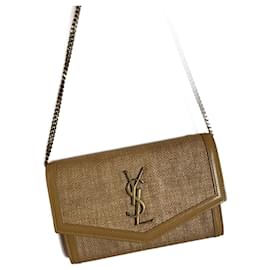 Sac à main Yves Saint Laurent en raffia marron clair