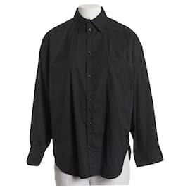 Camicia Balenciaga con Ricamo Logo Nera in Cotone Oversize