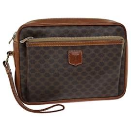Céline CELINE Pochette in tela macadam PVC Marrone Auth bs14536