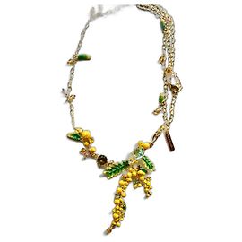 Collana fiori di mimosa smaltata gialla Les Nereides
