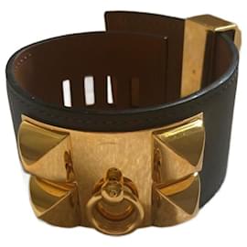 Hermès Dog Collar Bracelet Grey Leather