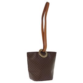 Céline CELINE Macadam Canvas Umhängetasche PVC Braun Auth 74685