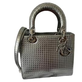 Borsa Lady Dior Argento Cannage in Pelle