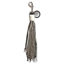 Autre Marque NAHMIAS Leather Keychain with Swarovski Crystals White