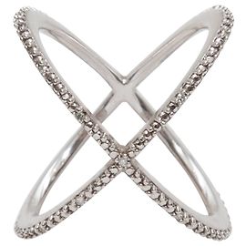 Autre Marque Eva Fehren Pave Diamond X Ring Size 6