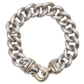 Bracciale a maglie a catena con fibbia David Yurman in argento sterling