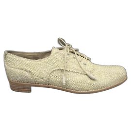 Derby Stuart Weitzman Starstudded Crema Rafia e Pelle