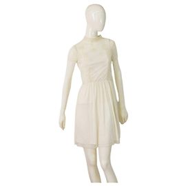 Autre Marque Mystic USA Minikleid aus Tüll und Nylon in Creme mit Stickerei