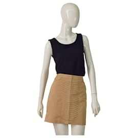 Willi Smith Falda Mini de Algodón Beige con Pliegues Talla 2 - Autre Marque