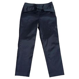 Pantaloni neri in cotone effetto satinato con nastro, pantaloni Red Valentino