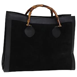 GUCCI Borsa tote in bambù Pelle scamosciata Nera 002 1186 0259 auth 75677