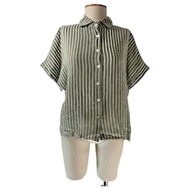 Lawrence Grey Gestreiftes Leinen Oberteil Grau