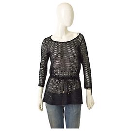 Autre Marque Top largo de algodón negro perforado Twenty 29 Talla S