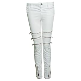 cerrado, jeans biker blancos con cremalleras - Closed