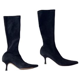 Botas Jimmy Choo de ante negro con punta 36