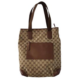 Sac cabas Gucci marron en cuir et toile