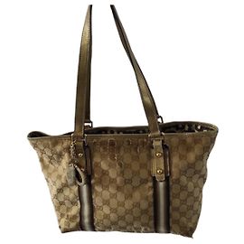 Borsa Tote Gucci Monogramma Marrone Beige Pelle