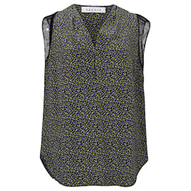 Blusa Sandro con scollo a V e bordi in pizzo in seta multicolore