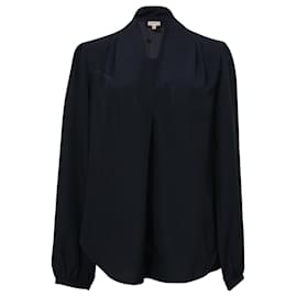 Blusa Michael Michael Kors con scollo a V in seta blu navy