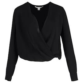 Diane Von Furstenberg Surpliced Top in Black Polyester