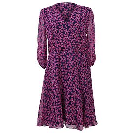 Diane Von Furstenberg Vestido con cuello en V y mangas transparentes en seda con estampado floral rosa
