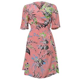 Diane Von Furstenberg Wickelkleid mit botanischem Print aus rosa Seide