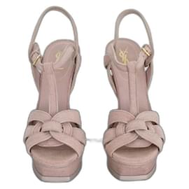 Sandales Tribute en cuir rose Yves Saint Laurent