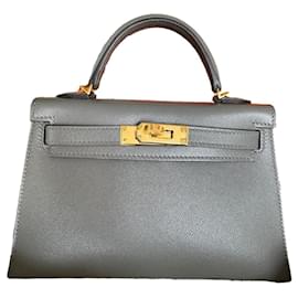 Hermès Kelly II Sellier Mini Grigio in Pelle