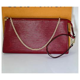 Borsa a mano Louis Vuitton Epi 24 Pochette Accessori in pelle rossa, borsa a tracolla.
