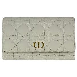 Christian Dior Caro Cannage Clutch aus weißem Leder