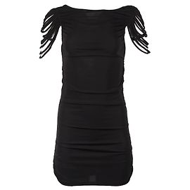 Temperley London Vestido bodycon negro con mangas de cuerda