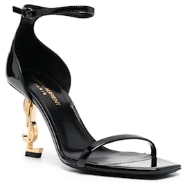 Yves Saint Laurent Opium Sandales Cuir Verni Noir Talon 85mm