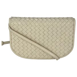 Borsa a spalla in pelle bianca Intreciato di Bottega Veneta