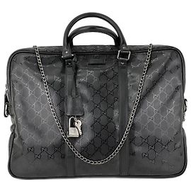 Borsa da lavoro Gucci GG Stampata Tela Rivestita Nera Monogramma