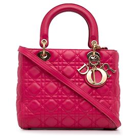Dior Cannage mediano de piel de cordero rosa Lady Dior