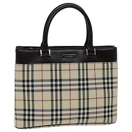BURBERRY Borsa a mano Nova Check Canvas Beige Auth ep4500