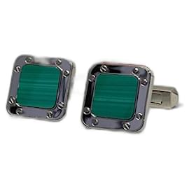 Gemelli Cartier Santos in argento e malachite
