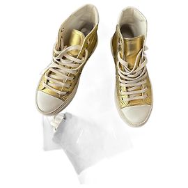 Saint Laurent Bedford High Heel Sneaker Leder Gold