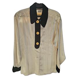 Hermosa blusa de seda y terciopelo Chanel