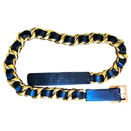 Chanel Vintage Coco Mark Kettengürtel Golden Metallisch Metall ref