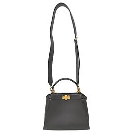 Borsa Mini Peekaboo Fendi in pelle marrone scuro