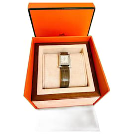 Hermès Heure H Uhr Diamanten Alligatorarmband
