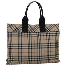Borsa a mano in nylon beige Burberry Nova Check Blue Label Auth bs15174