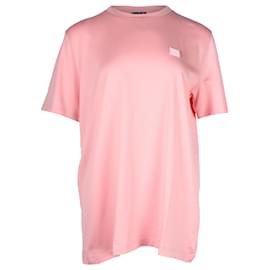 Acne Studios T-Shirt mit Gesichtspatch aus rosa Baumwolle