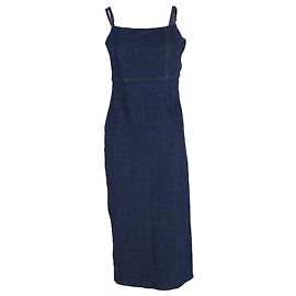 Vestido midi de denim elástico Delphinia de Reformation en algodón azul marino