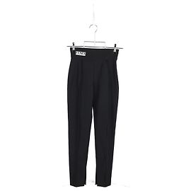 Pantalon à taille élastique Fendi en laine noire